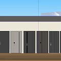 Modern Interior With Five Different Designed Doors In Various Colors And Textures