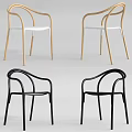 Modern Light Colored And Black Dining Chairs With Curved Armrests White And Black Seats