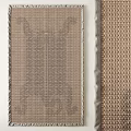 Modern Square Carpet With Woven Geometric Pattern Neutral Tones And Fringe Details