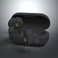 Black Wireless Bluetooth Earbuds With Open Charging Case And Ergonomic Design 3d model