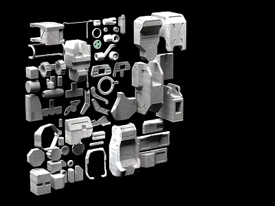 Industrial Equipment Assorted Metal Components And Mechanical Parts For Machinery Systems 3d model