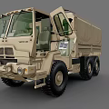 Khaki Colored Six Wheeled Military Utility Vehicle With Sturdy Design And Open Door Cargo Bed