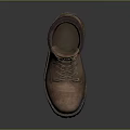 Brown Leather Work Boots Featuring Thick Sole And Light Colored Laces Design