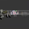 Modern Open Wardrobe Structure With Metal Frame Hanging Rods Shelves And Storage Bags