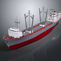 Large Cargo Ship With Red And White Hull Multiple Cranes On Deck 3d model