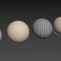 Textured Fabric Sphere Components In Various Neutral Colors And Woven Patterns 3d model