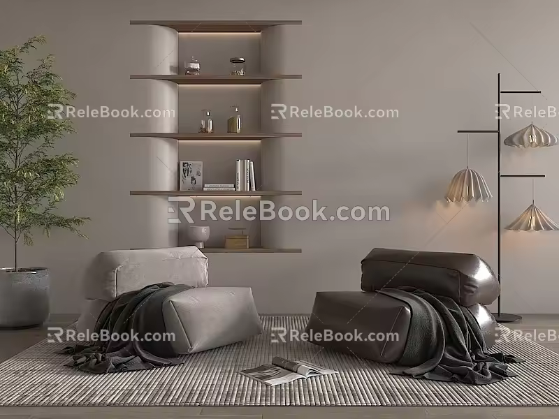 Lazy Sofa Leisure Area 3d model