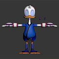 Cartoon Game Movie Character In Blue Outfit With White Head And Yellow Webbed Feet