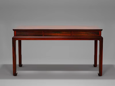 Elegant Dark Wooden Desk With Simple Design Sturdy Legs And Drawers 3d model