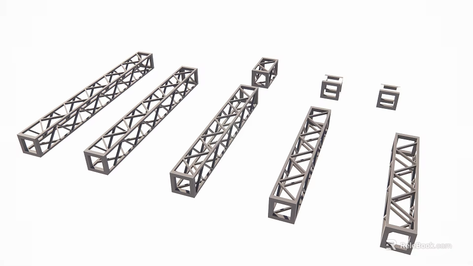 Metal Truss Columns With Various Sizes And Geometric Frame Structures For Construction Projects 3d model