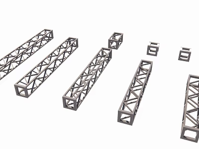Metal Truss Columns With Various Sizes And Geometric Frame Structures For Construction Projects 3d model