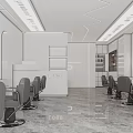 Modern Hair Salon Interior With Stylish Shampoo Stations And Hair Care Services