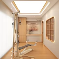 Yoga Studio Interior With Hammock Seats Mirrors Green Plants And Wooden Floor