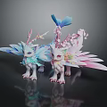 Game and Movie Fantasy Characters with Colorful Wings Horns and Flower Decorations