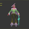 Fantasy Female Character In Green Outfit With Hat And Sword Design