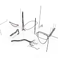 Modern Kitchen Equipment Tools With Metal Stands Knives And Cables