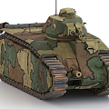 Early experimental tank B1 tank World War II tank 3d model