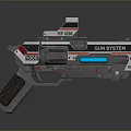 Futuristic Sci Fi Gun System With EP 001 Label Blue Light And 1000 Marking
