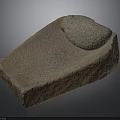 Hand Carved Stone Sculpture With Rectangular Base And Round Top Piece 3d model