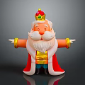 Cheerful Cartoon Character With Red Cape Golden Crown White Beard And Outstretched Arms