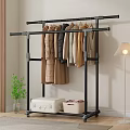 Black Multi functional Clothes Rack in Bedroom Closet with Hanging Coats Storage Box and Shoes