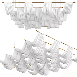 Chinese-style valance suspended ceiling hanging valance gauze 3d model