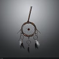 Traditional Handmade Dreamcatcher With Circular Web Brown Rope Frame And Feather Tassels