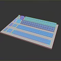 High Quality Computer Circuit Board With Blue Strips And Blocks Arranged On Base Plate