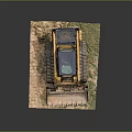 CAT Yellow Tracked Skid Steer Loader Model Displayed On Green Base With Gray Background 3d model