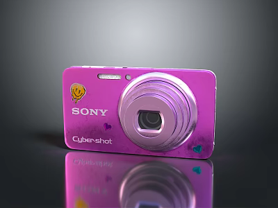 Sony Cyber-shot Purple Digital Camera Electronic Device With Compact Lens Design 3d model