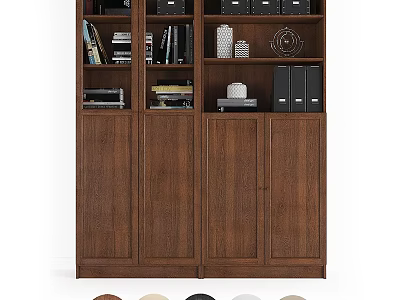 Wooden Home Office Desk Chair Set With Brown Storage Cabinet And Color Options 3d model