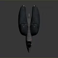 Futuristic Spaceship with Sleek Dark Design Sharp Nose Green Red Lights and Side Engines