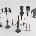 Various Decorative Candle Holders With Floor Standing Wall Mounted And Tabletop Designs Featuring Candles 3d model