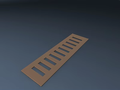 Brown Wooden Table and Chair Set with Rectangular Slots on Long Surface 3d model