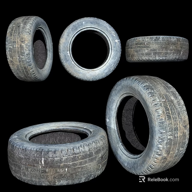 Car Tires In Various Sizes And Conditions For Vehicle Use 3d model 