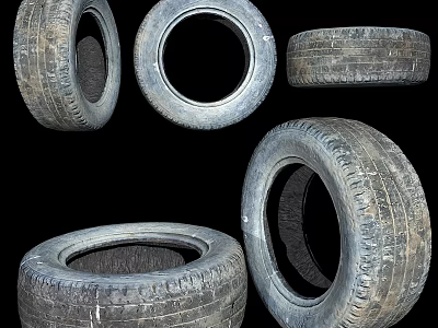 Car Tires In Various Sizes And Conditions For Vehicle Use 3d model