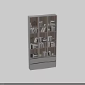 Modern Bookcase Interior Design With Layered Shelves Books And Decorative Items 3d model