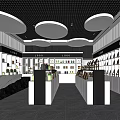Modern Retail Store Interior With Product Shelves And Circular Ceiling Lights