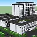 Modern Hospital Exterior Building With Large Windows And Green Landscaping