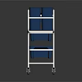 Practical Blue Multi Layer Storage Cart With Metal Frame And Wheels 3d model