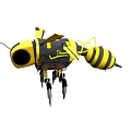 Robotic Bee Design With Yellow Black Stripes And Mechanical Wings Legs Structure