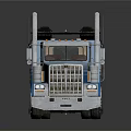 Blue Car Transporter Truck With Flatbed Trailer And Multiple Racks Shiny Exterior