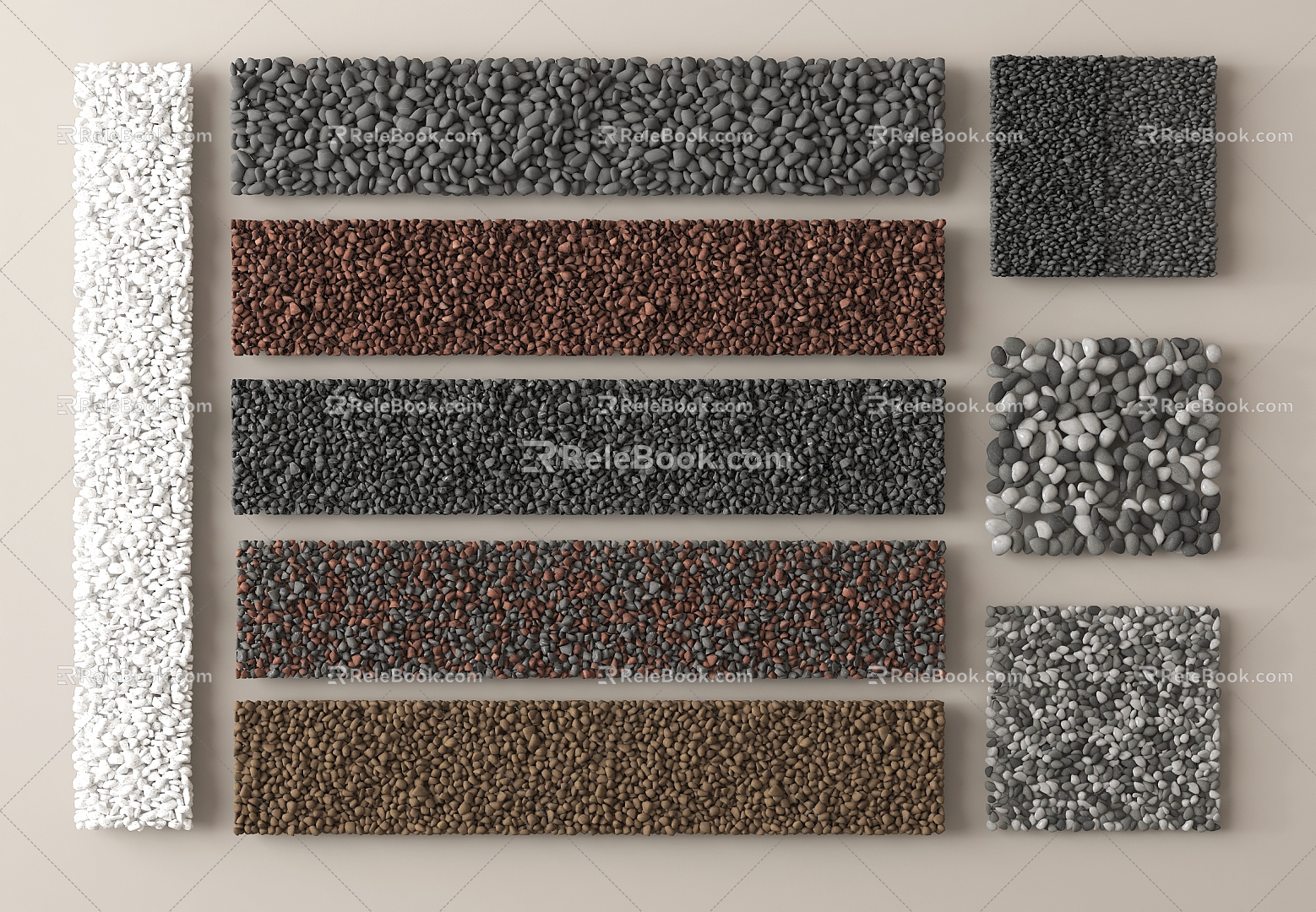 Pebbles Gravel Courtyard Gravel Paving 3d model