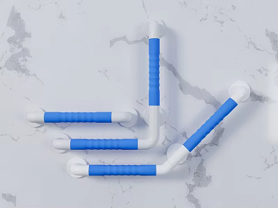 Blue And White Safety Grab Bars With Non Slip Grip For Bathroom Assistance 3d model