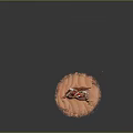 Red Demon Man with Horns Holding Staff and Golden Particles on Red Base