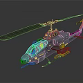 Military Light Green Helicopter 3D Model With Rotors Cockpit And Weapon Systems
