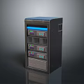 Black Electronic Equipment Cabinet With Multiple Layers Blue Light Strips Display Screens And Control Buttons
