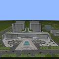 Modern Hospital Building Featuring Green Roof Surrounded by Trees and Plaza