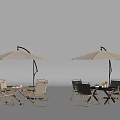 Outdoor tables and chairs umbrellas 3d model