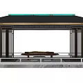 Elegant Pavilion Structure With Green Trim Canopy Metal Columns Car And Marble Floor